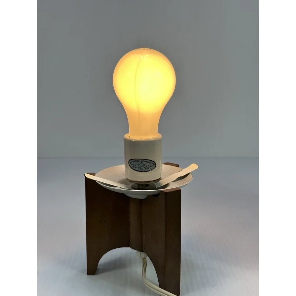 Vintage Mid Century Wood Base Plastic Orb Table Lamp Light MCM Yugoslavian